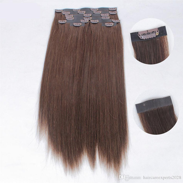 Human hair unprocessed virgin mink seamless clip in hair extensions