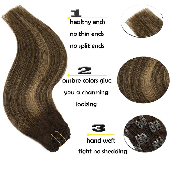 Cuticle Aligned Extensions Clip in Human Hair Extensions