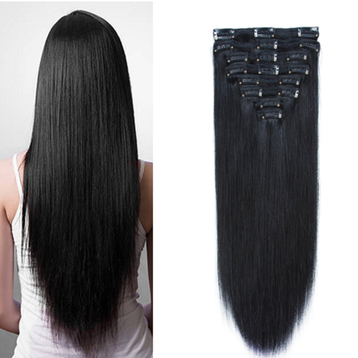 Wholesale 100 human hair extensions clip ins 1b