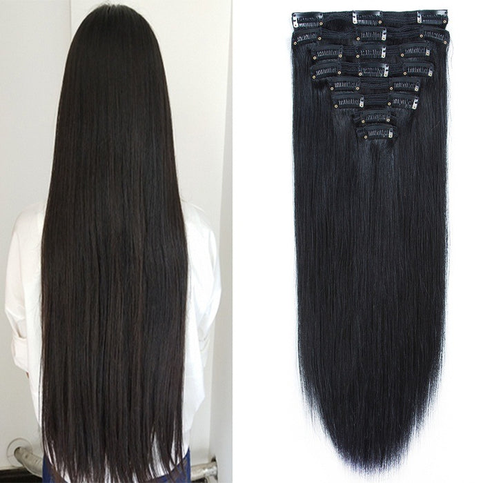 Wholesale 100 human hair extensions clip ins 1b