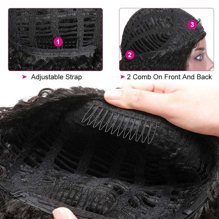 Headband Wig Human Hair For Black Women Human Hair Headband Wig Human Hair deep wave Headband