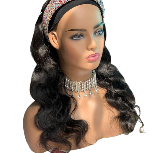 Headband Bob Wig Aligned Human Hair Blend Headband Wig Full Transparent Lace Wig