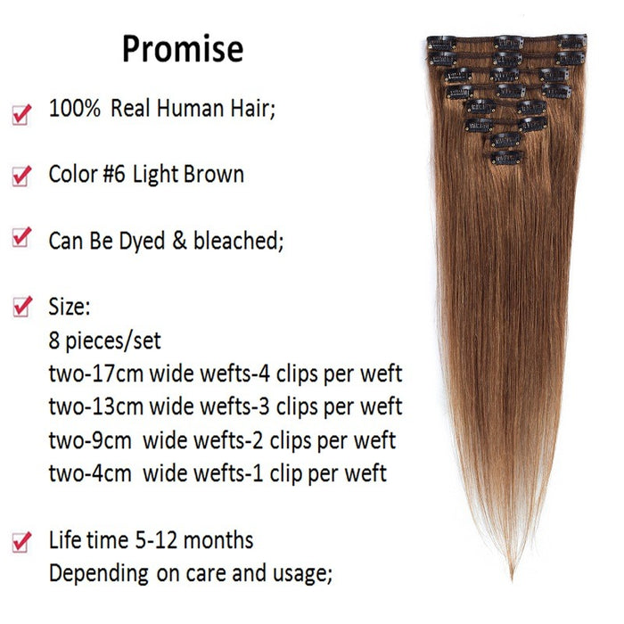 Wholesale human hair straight hair extensions with clip