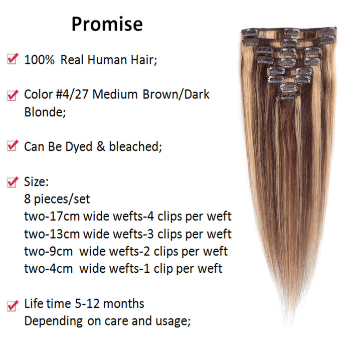 Wholesale human hair straight hair extensions with clip