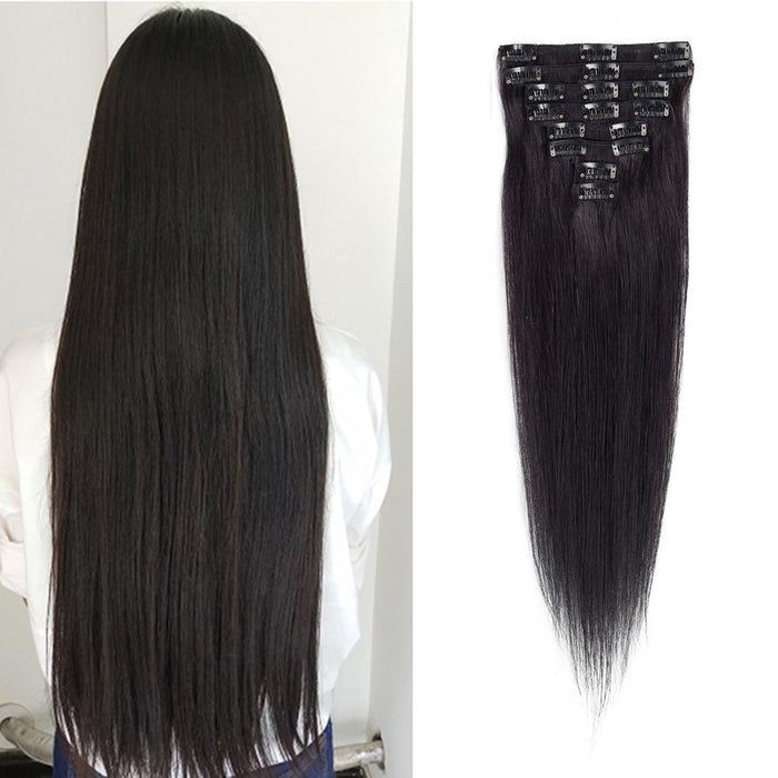 Wholesale human hair straight hair extensions with clip