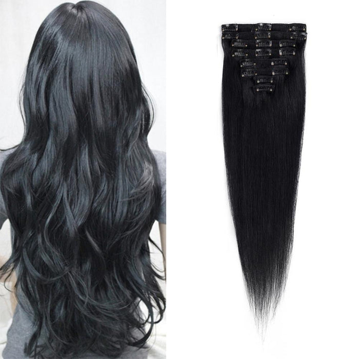 Wholesale human hair straight hair extensions with clip