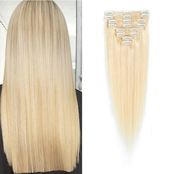 Wholesale human hair straight hair extensions with clip