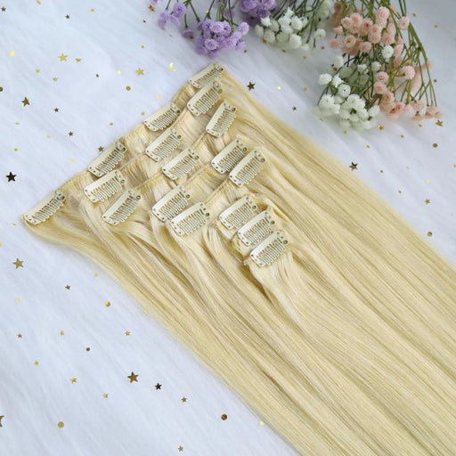 Silk Straight Blonde Virgin 30 inch Natural Human Hair Clip In Hair Extensions