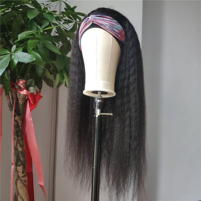 Human Hair Headband Wig Kinky Straight For Black Curly