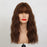 Wig Medium Long Afro Curly Brown Light Orange Synthetic Wigs with